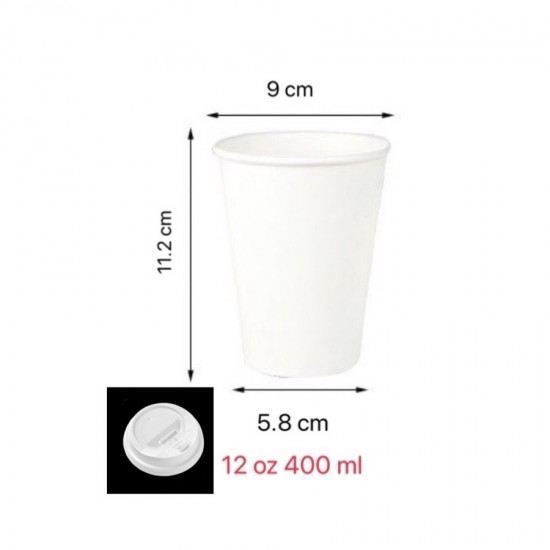vaso kraft con tapa blanca 12 oz 400ml 1000 unidades