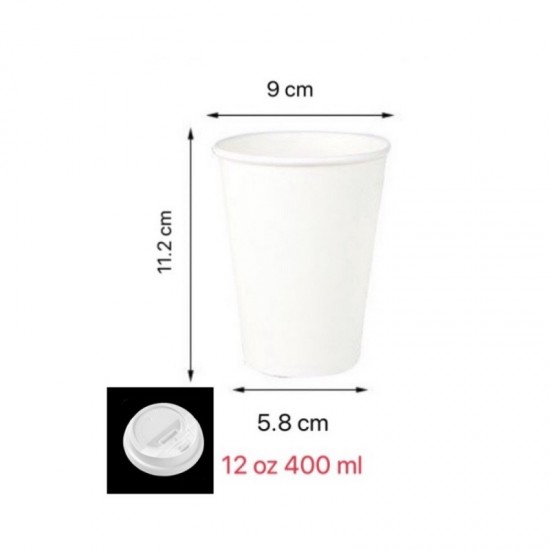 vaso kraft blanco con tapa 12oz 50 unidades