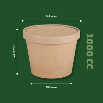 100 UNIDS. BOWL KRAFT 1000 cc CON TAPA CARTÓN