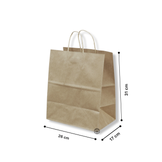 Bolsa kraft con manilla 31x26x17cm  500 unidades