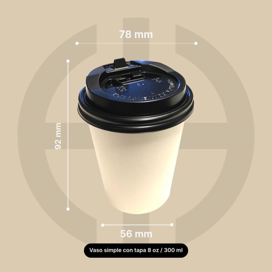 vaso kraft con tapa  8 oz...