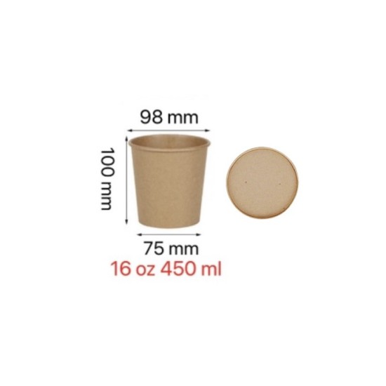 Pote kraft con tapa 16 oz...