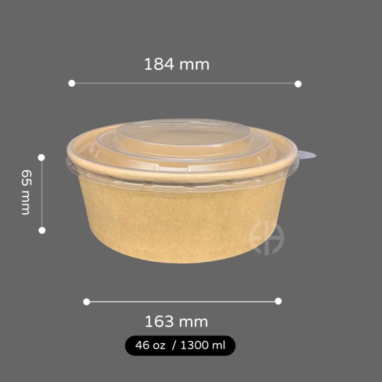 bowl kraft 1300 ml con tapa...
