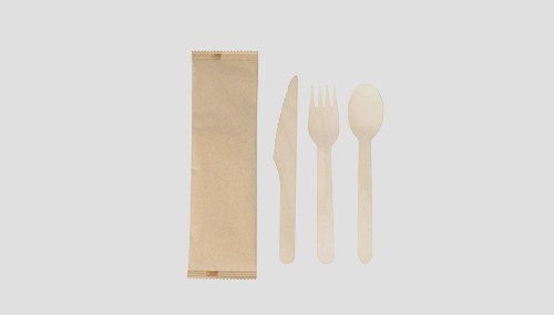set cubiertos de madera