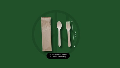 set cubiertos de madera